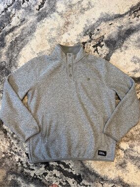 Eddie Bauer Men’s Heather Gray Quarter-Snap Fleece Pullover Medium